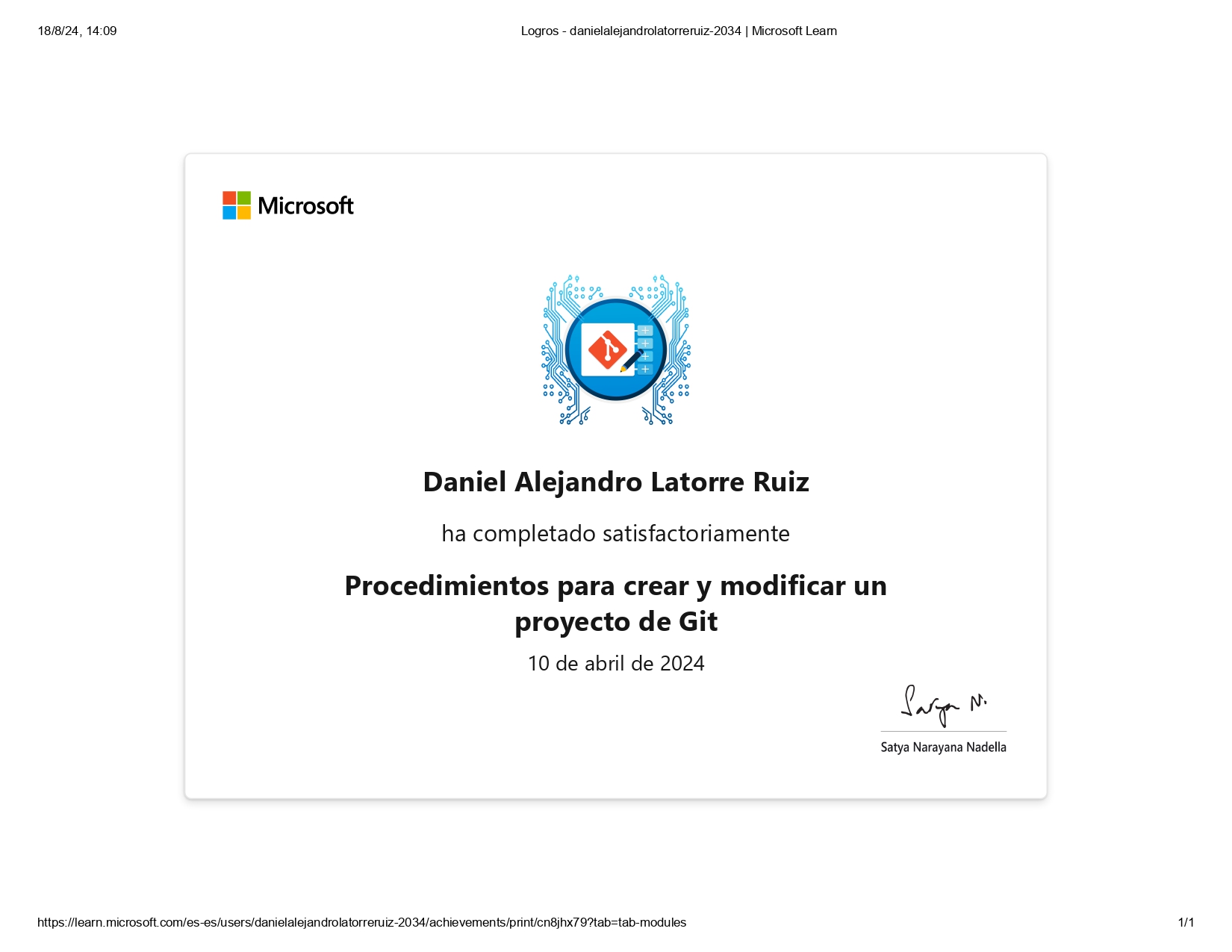 Certificado de Microsoft Learn: procedimientos para crear y modificar un proyecto de Git